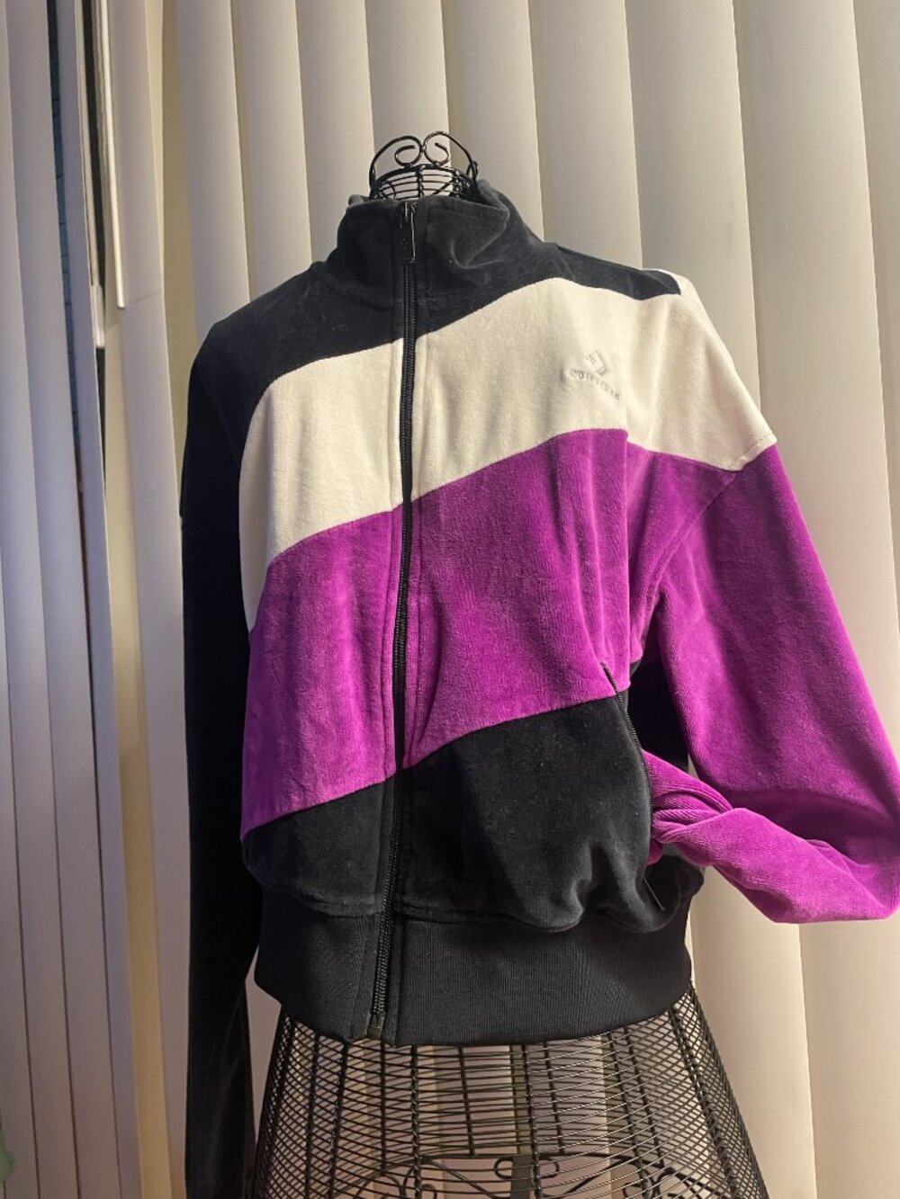 Vintage Converse Velour Zip Up Colorblock Jacket